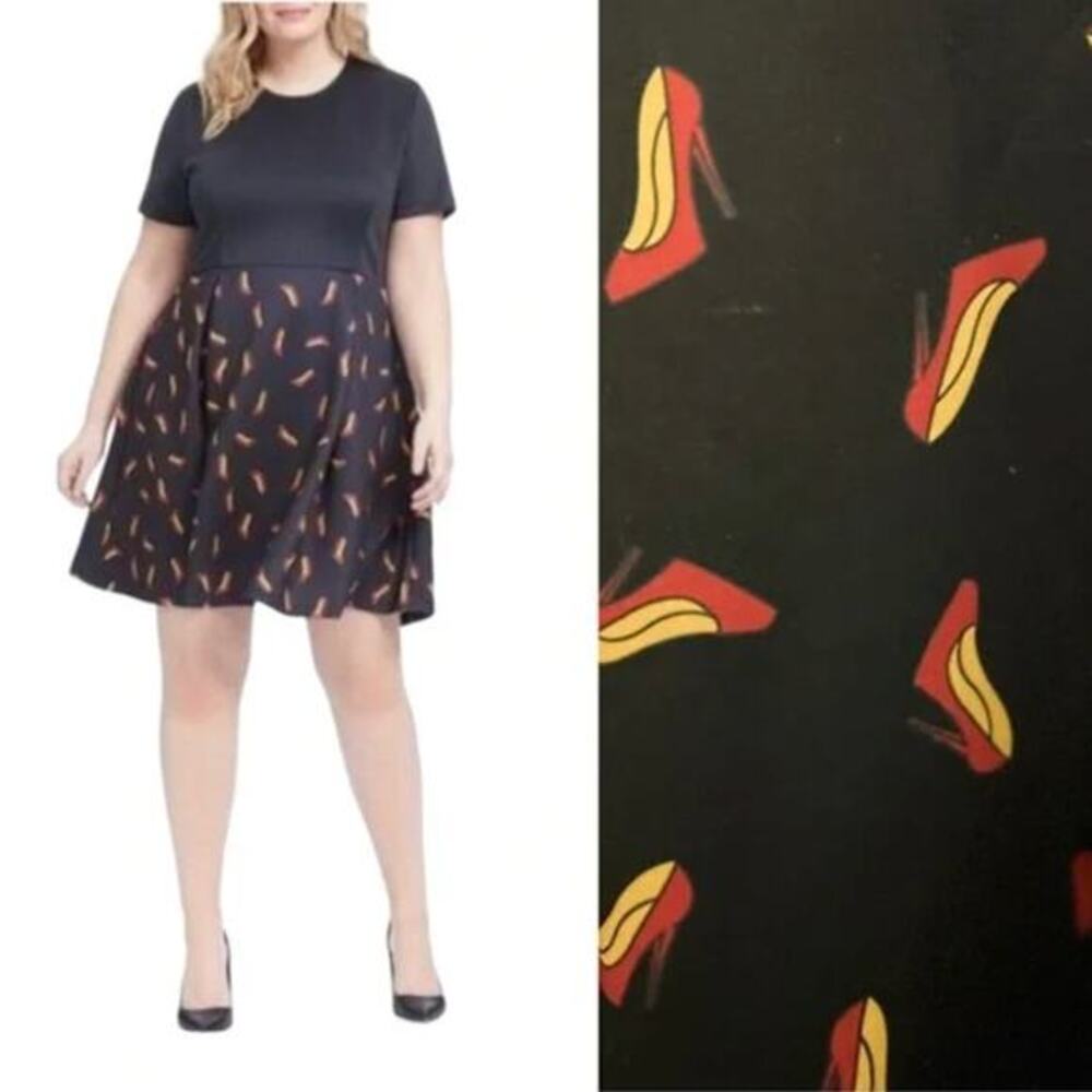 Anthropologie Hutch shoe high heel print scuba dress,‎ size 1X